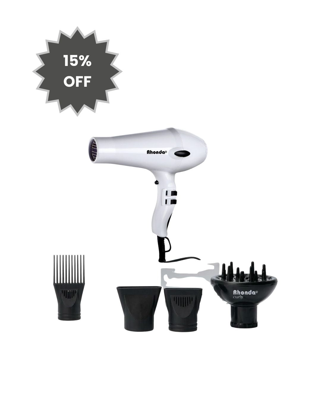 Kit Secador RHONDA IONIC Blanco