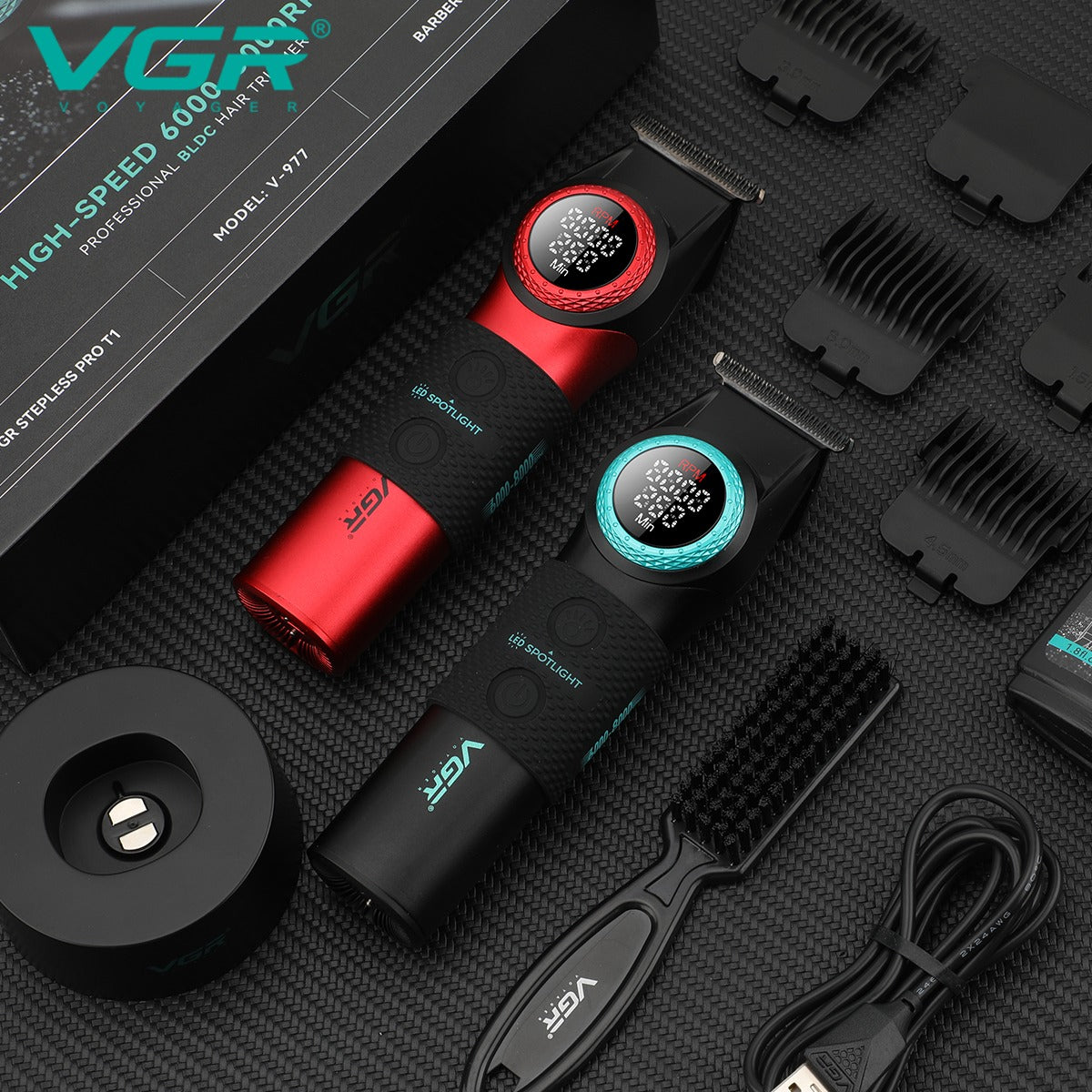 Maquina cortadora de cabello, recargable, V-977 - Negro